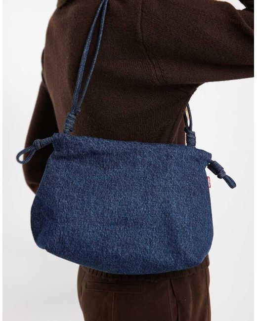 Levi's Brown Denim Drawstring Crossbody Bag
