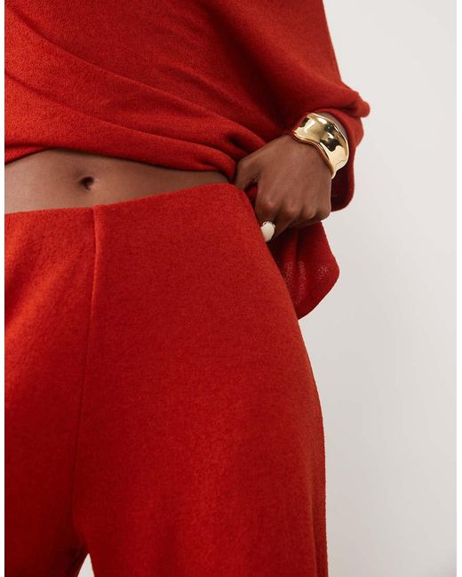 ASOS Red Textu Crochet Jersey Wide Leg Trouser Co-ord