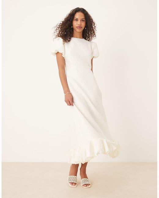 Sister Jane Natural Puff Sleeve Bubble Hem Maxi Dress