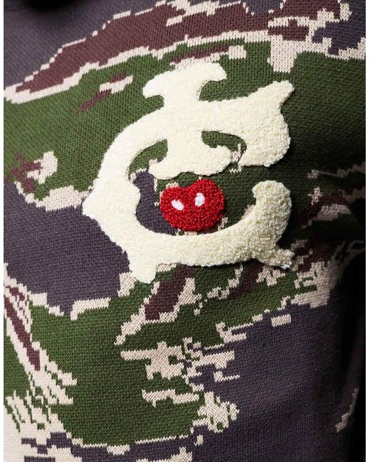 ICECREAM Gray Tiger Stripe Camo Knitted Sweatshirt for men