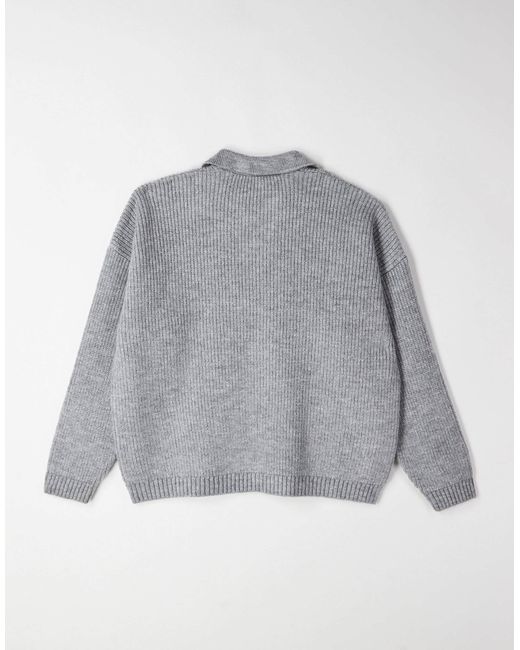 Pull ultra-oversize coupe carrée en maille à côtes anglaises avec col cranté ASOS pour homme en coloris Gray