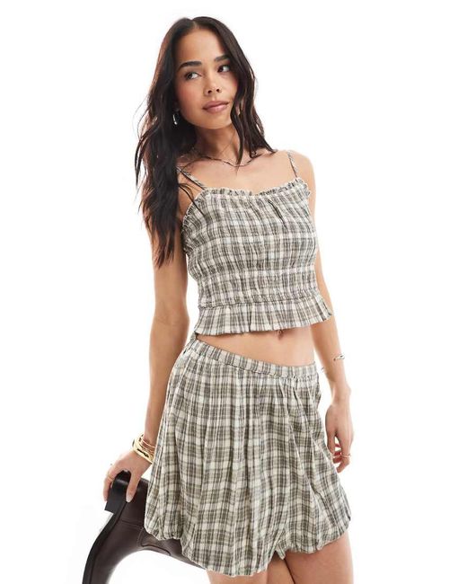 Stradivarius White Stradiavrius Str Strappy Ruched Cropped Co Ord Top