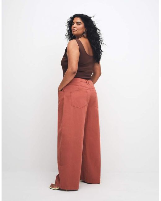 ASOS Red Asos Design Curve Barrel Trousers With Washed Effect