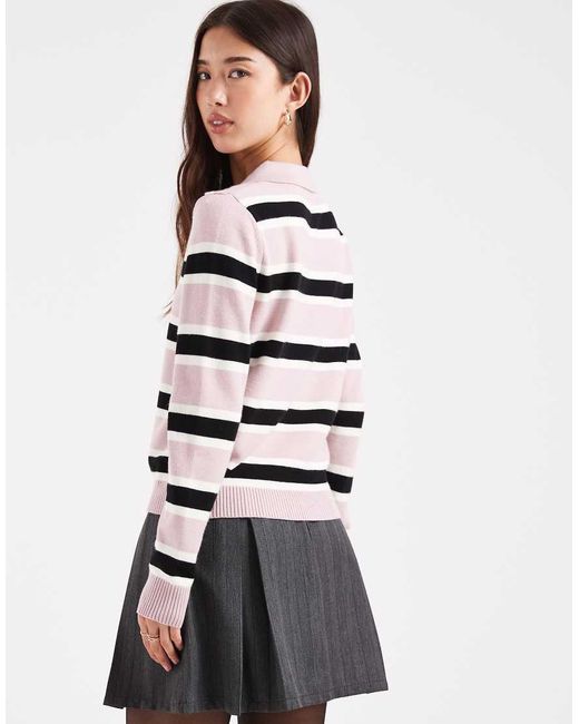ONLY White Relaxed Fit Knitted Polo Top