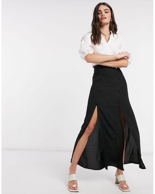 Falda larga con doble abertura en ASOS de color Negro | Lyst