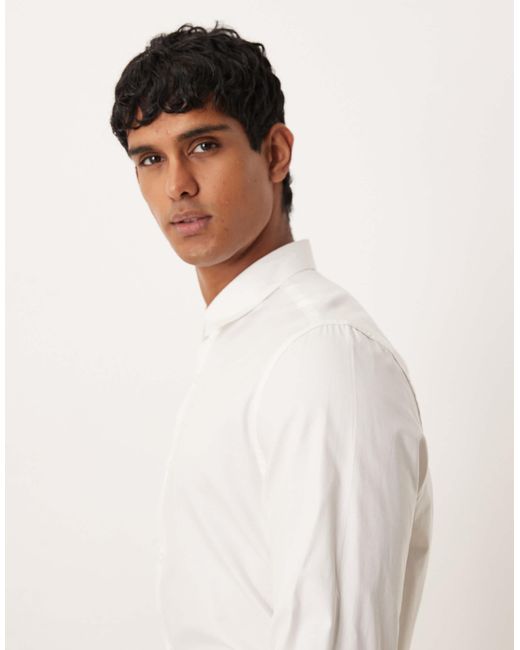 Chemise classique élégante en sergé facile à repasser avec double manchette ASOS pour homme en coloris Natural