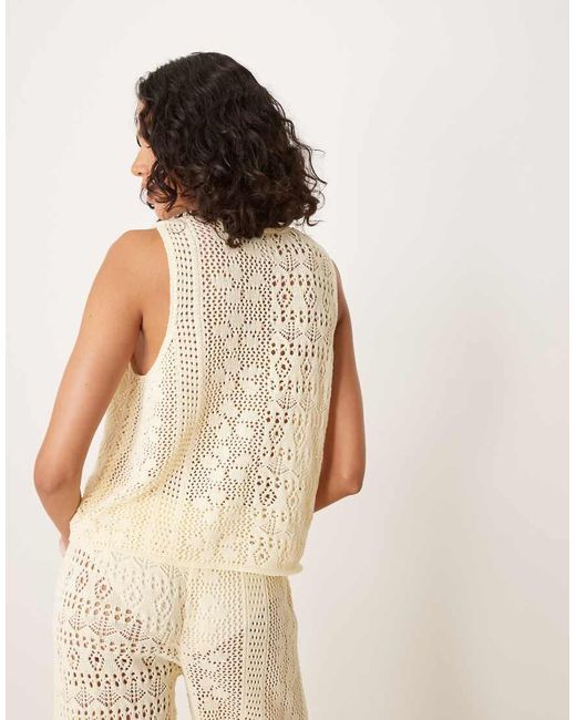 ASOS Natural Knitted Tie Front Top Co-ord