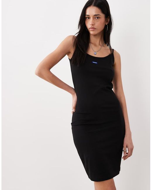 HUGO Blue Narya Box Logo Bodycon Dress