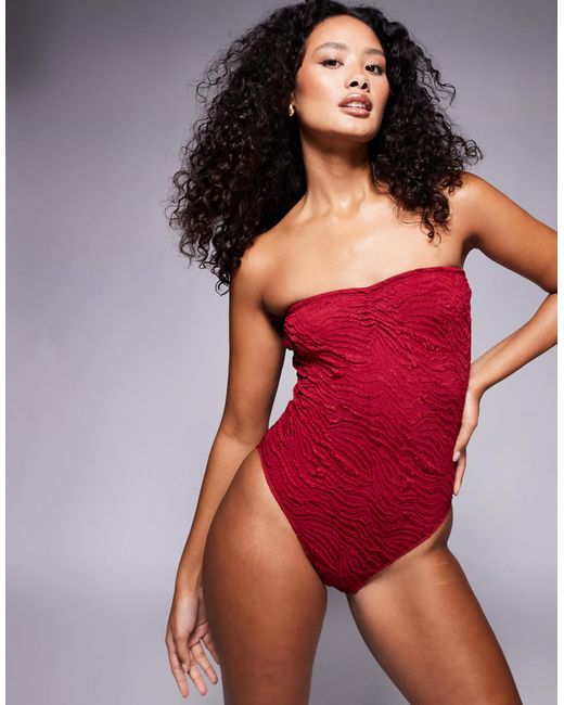 ASOS Red – maria – strukturierter, trägerloser badeanzug