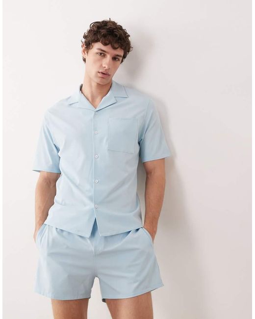 Free Society Blue Short Sleeve Beach Shirt for men