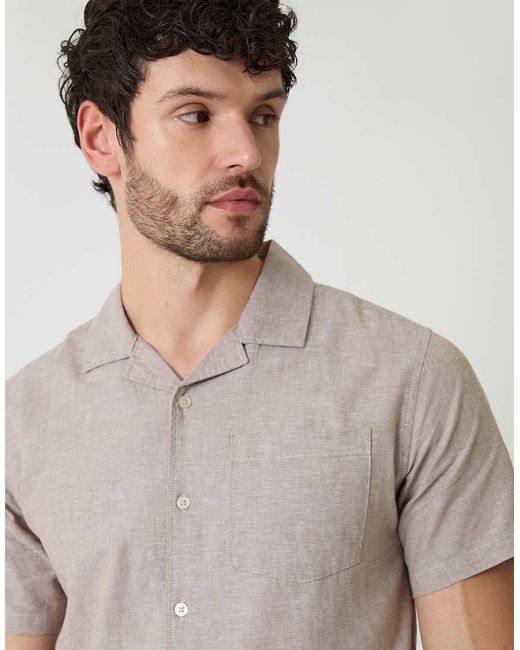 Threadbare Gray Linen Cotton Blend Short Sleeve Shirt for men