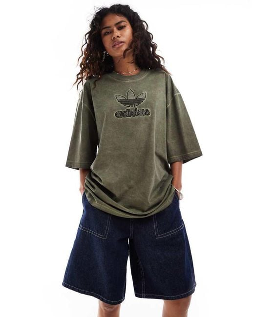 adidas Originals Adilenium Oversized Trefoil Tee in Green Lyst UK