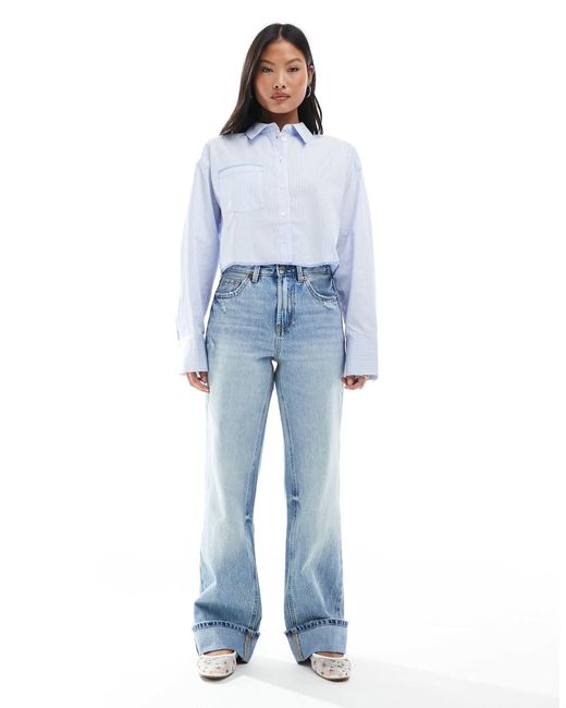 Stradivarius Blue Petite – weite dad-jeans im 90er-stil