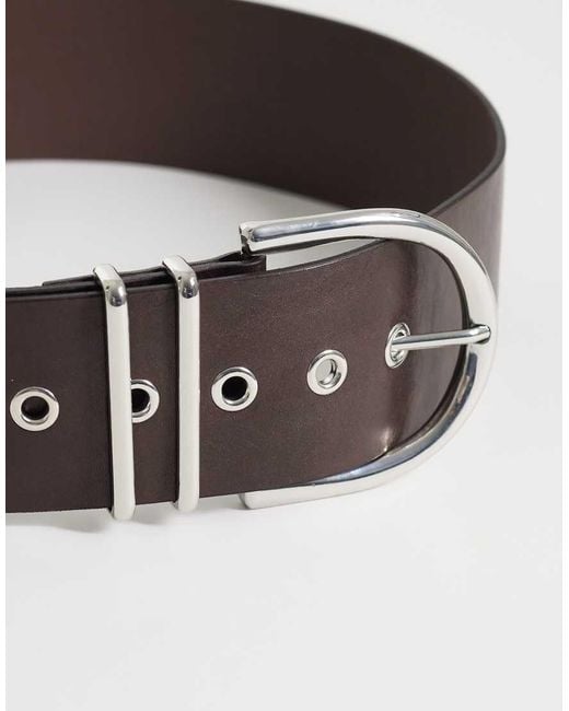 Mango Brown 100% Leather Belt With Silver Buckle