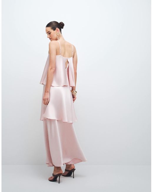 pink satin cami dress 4th & Reckless strappy tiered satin cami maxi dress in pink