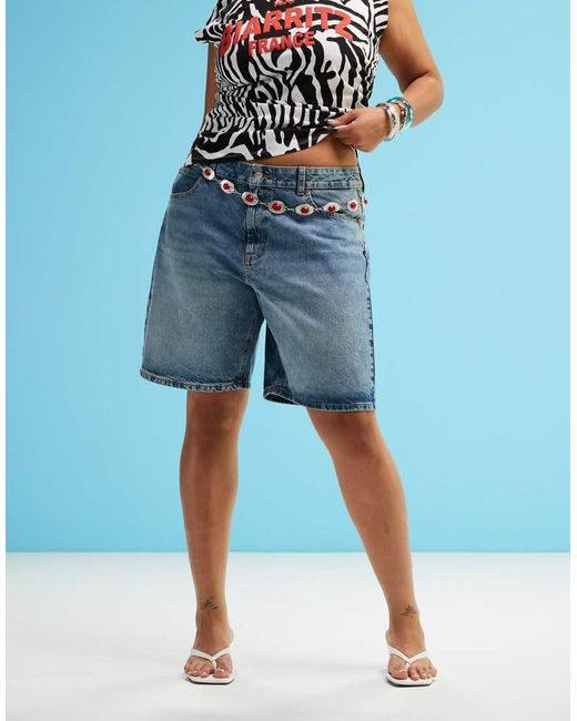 ASOS Blue Asos Design Curve Denim Bermuda Short