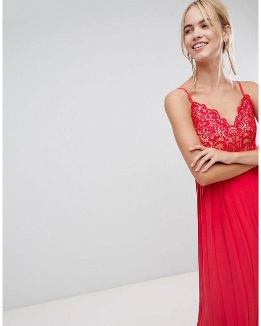 little mistress red pleated dress