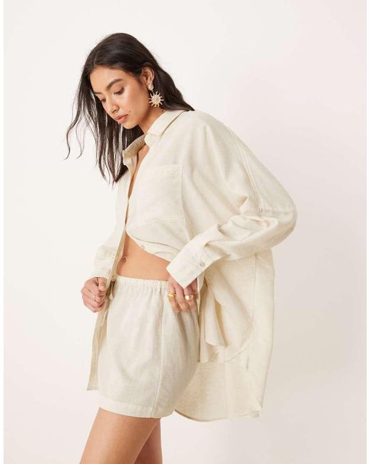 ASOS Natural Belle Linen Blend Mini Beach Skirt