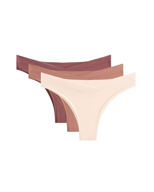 Oysho Pink 3 Modal Blend V-cut Brazilian Briefs
