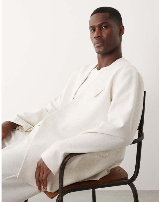 ASOS White Boxy Collarless Suit Jacket for men