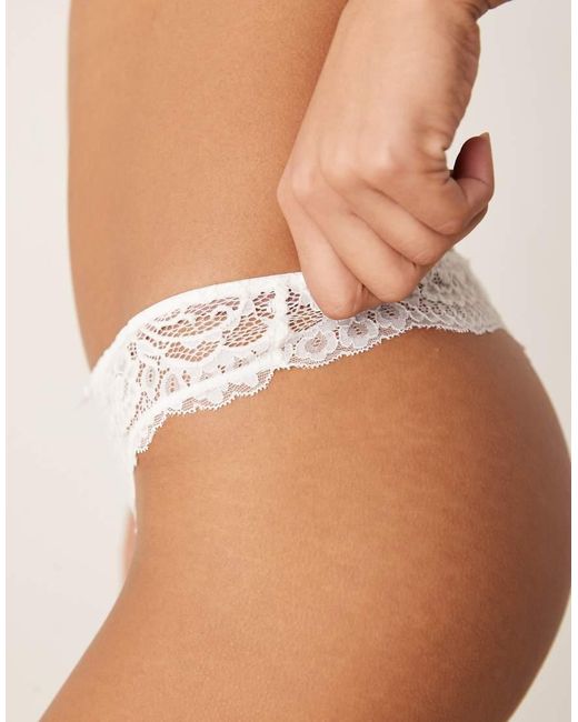 Boux Avenue Brown Emma Bridal Floral Lace Scallop Edge Thong