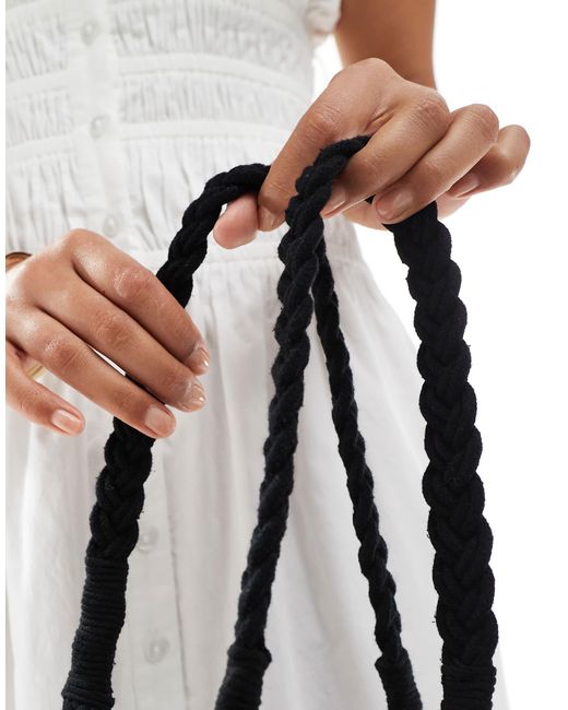 ASOS Black Macrame Tote Bag With Twist Handle