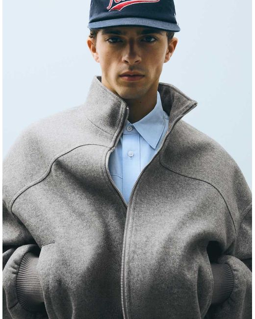 Bershka Blue Wool-blend Bomber Jacket for men