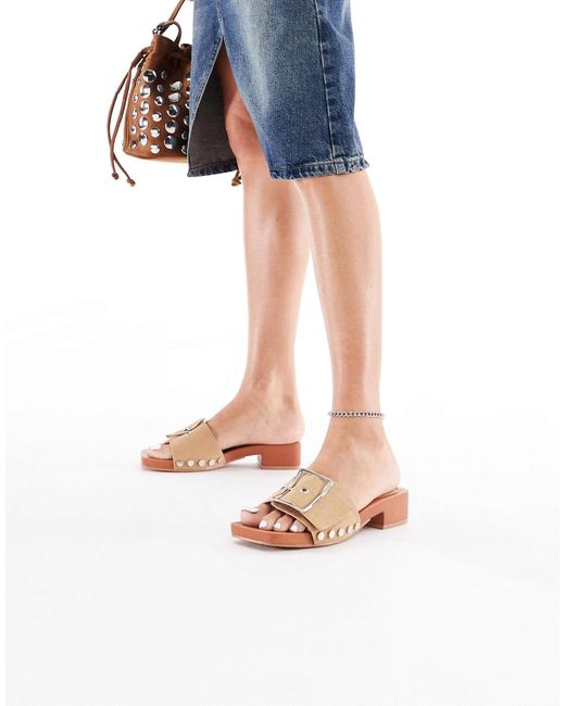 London Rebel Pink Heeled Sandal With Buckle Detail