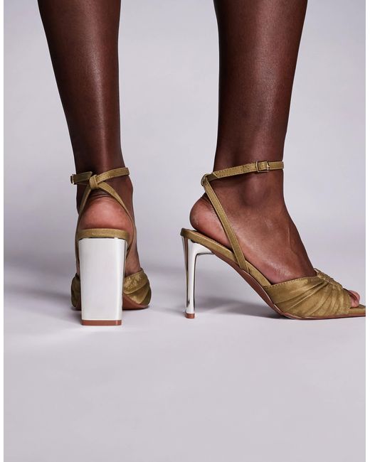 River Island Brown Pleated Ring Block Heeled Sandals