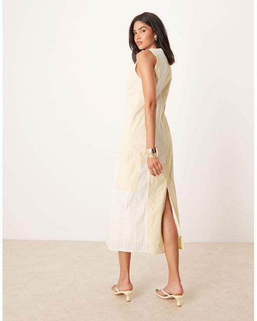 Robe longueur mollet effet patchwork Ghospell en coloris Natural