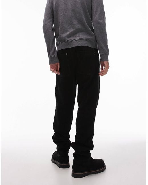 Topman Black Premium Straight Suede Trousers for men