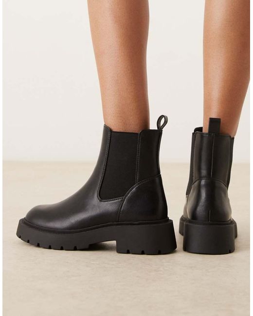 ASOS Black Alford Chunky Flat Chelsea Boots