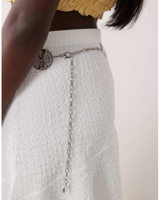 South Beach Gray Hammered Disc Chain Belt