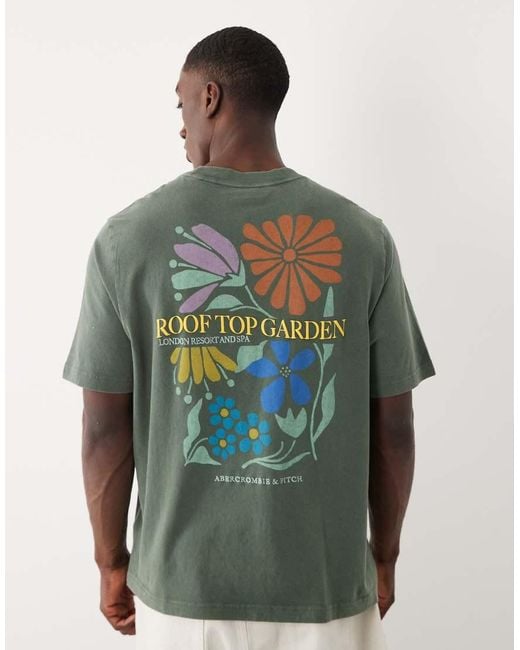 Abercrombie & Fitch Green Botanical Back Graphic T-shirt for men