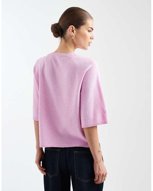 ONLY Purple Boxy Knitted Short Sleeve Top