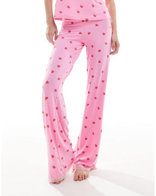 ASOS Pink Tall Mix & Match Super Soft Heart Print Pyjama Trouser