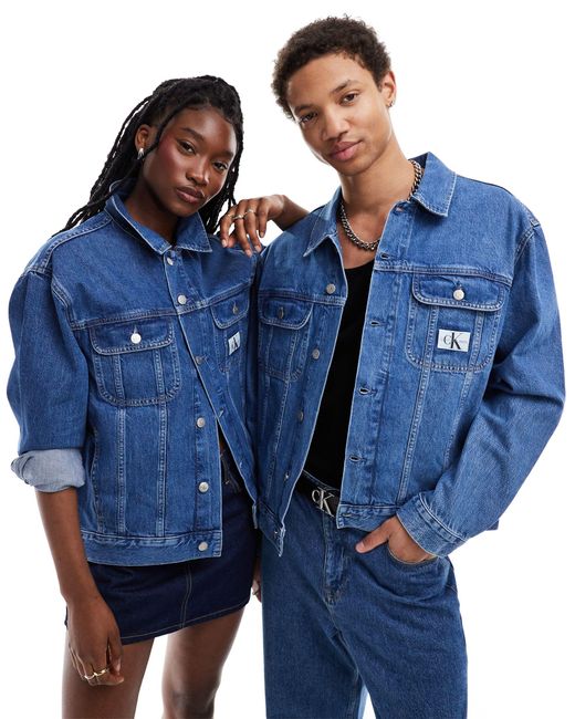 Giacca di jeans unisex anni '90 di Calvin Klein in Blue