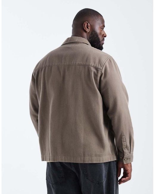 ASOS Natural Heavyweight Cotton Twill Overshirt for men