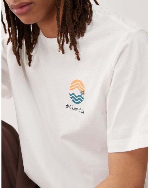 Columbia White Kettle River Outdoor Graphic Back Print T-shirt for men