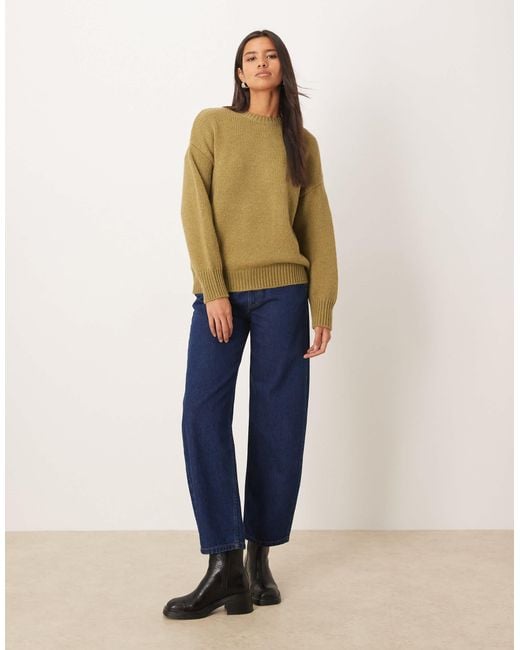 Mango Blue Crew Neck Chunky Sweater