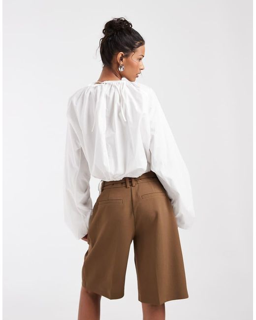 & Other Stories Gray Cinch Sleeve Blouse