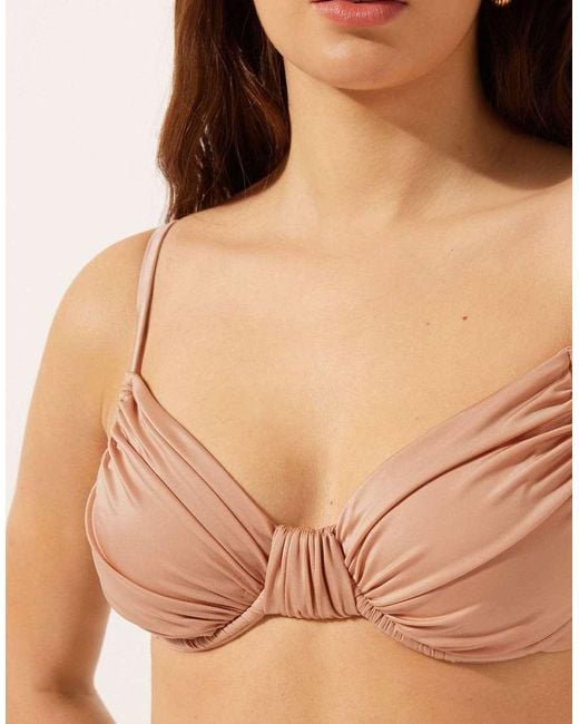 Calzedonia Brown Fuller Bust Balconette Bikini Top Shiny Satin