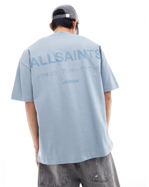 AllSaints – underground – oversize-t-shirt in Blue für Herren