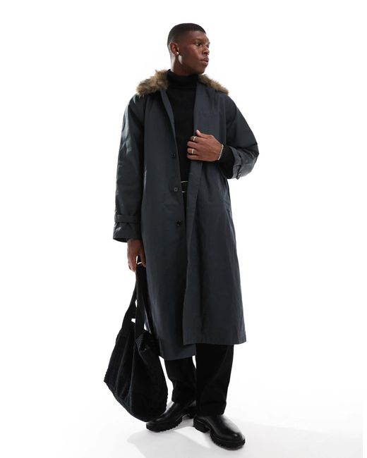 Weekday – wade – oversize-trenchcoat in Black für Herren