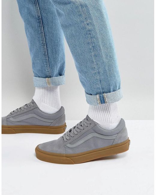 Vans Gray Old Skool Sneakers With Gum Sole In Grey Va38g1po9 for men
