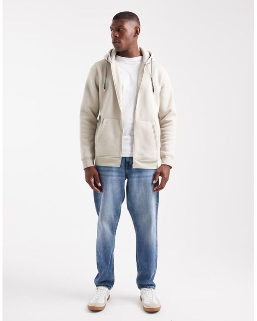 Brave Soul Natural Zip Through Hoodie With Drawcords for men