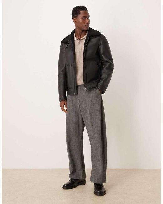 Mango Black Faux Sheerling Jacket for men