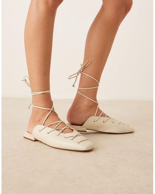 ASOS Natural Laney Premium Ghillie-tie Mule