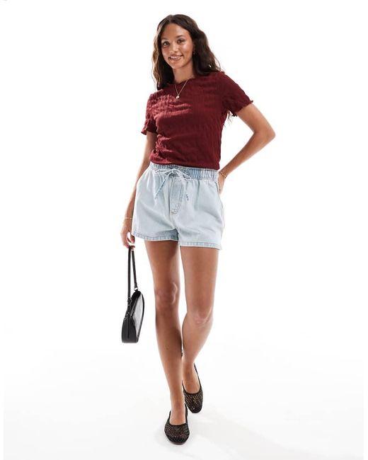 Vero Moda Red Textu Short Sleeve T-shirt