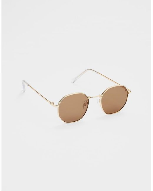 Stradivarius Natural Hexagon Metal Sunglasses